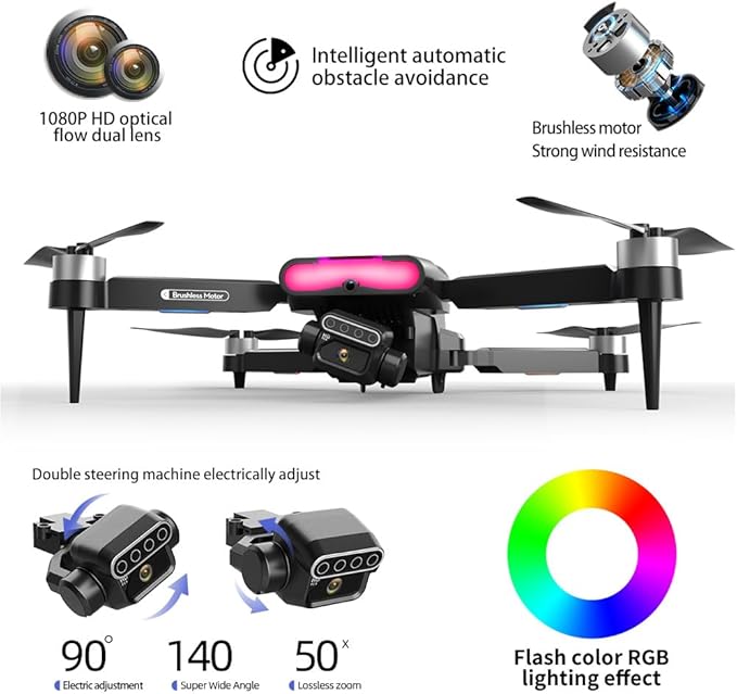๐ 1080P HD Dual Camera Drone with Obstacle Avoidance Foldable Mini RC Quadcopter with Brushless Motor โ 50-Minute Long Flight Time | Beginner-Friendly