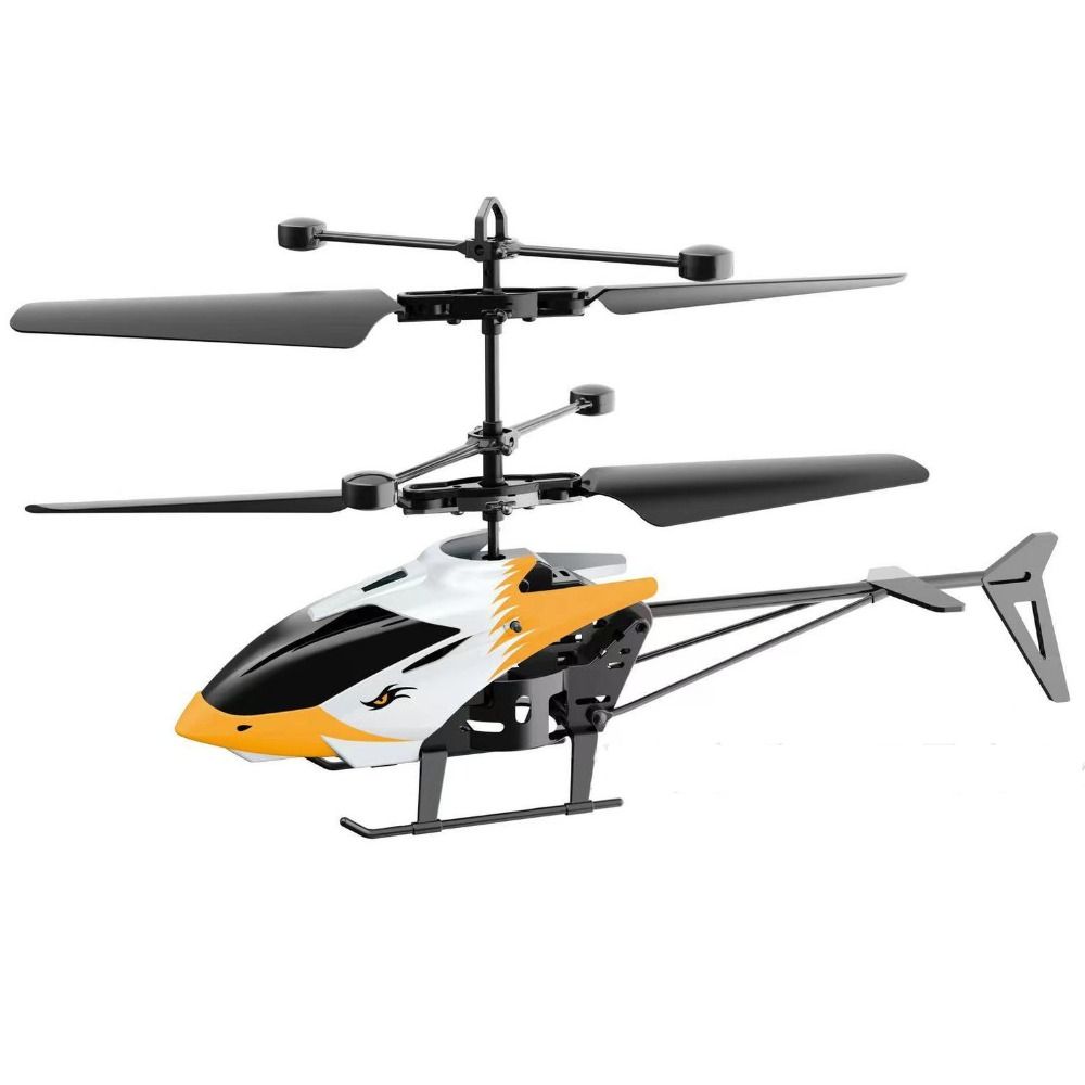 RC Plastic Rechargeable Helicopter Toy, Remote Control Airplane, White, Yellow, Black, USB Charging, 2 Channels, Gift