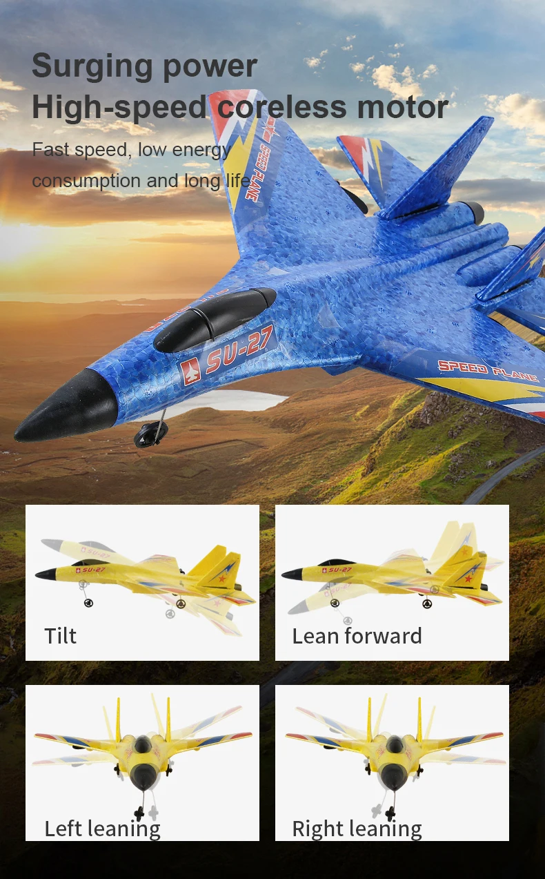 Glider Radio Control Foam Aircraft, RC Plane, Glider Aircraft, LED Lighting, Six Axis Gyroscope, Fighter Flight Toy for Children, Epp 2.4G, 2.5 Channel