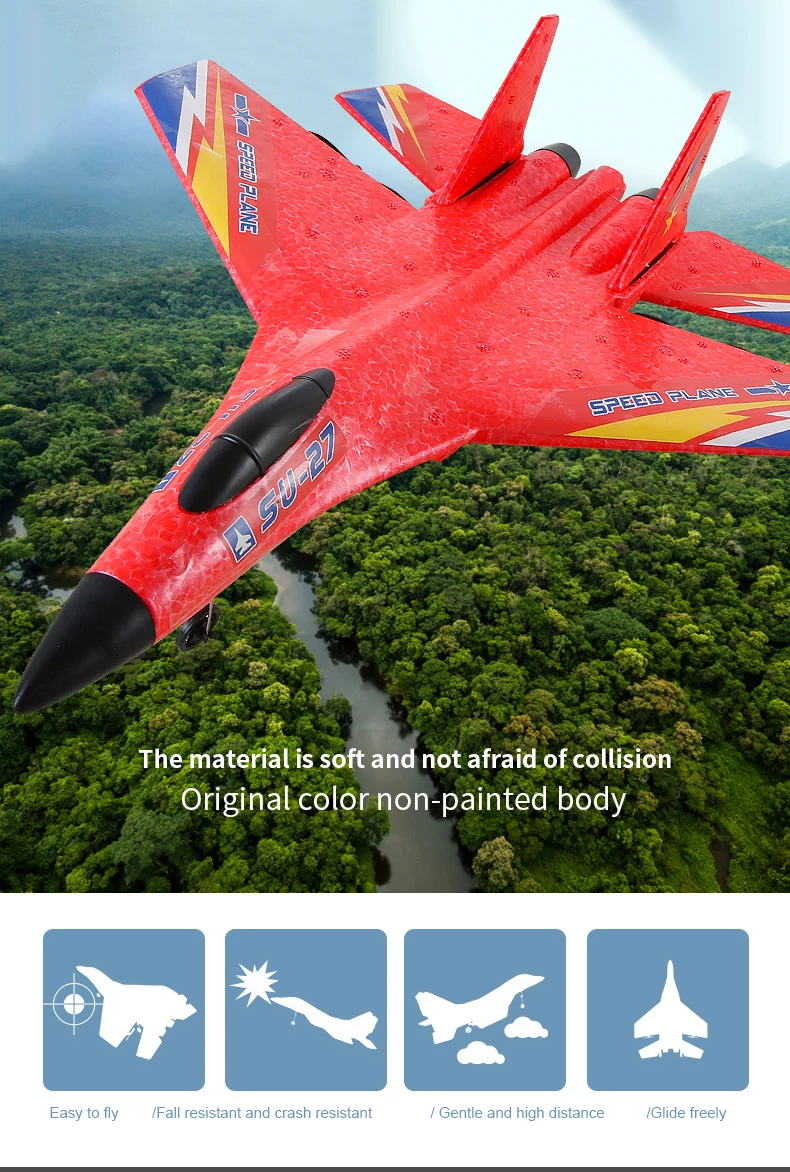 Glider Radio Control Foam Aircraft, RC Plane, Glider Aircraft, LED Lighting, Six Axis Gyroscope, Fighter Flight Toy for Children, Epp 2.4G, 2.5 Channel