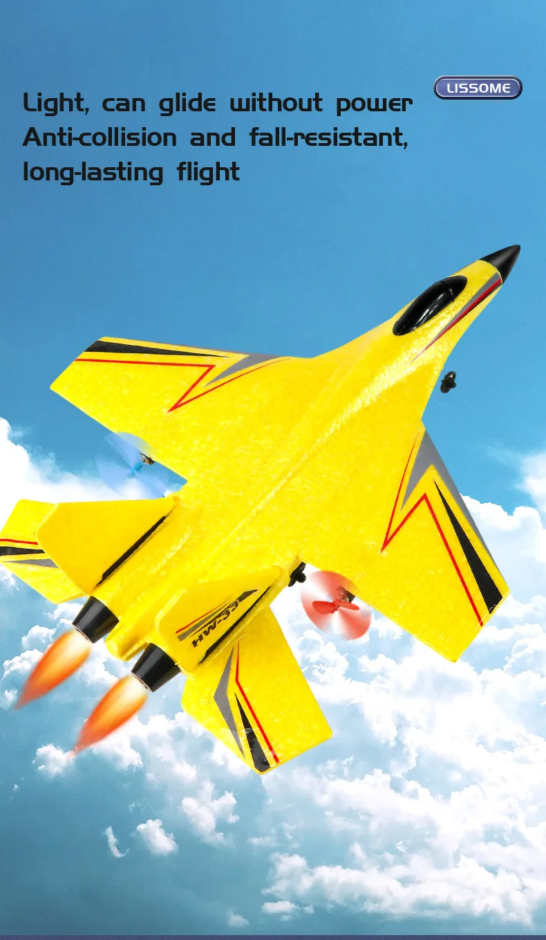 Glider Radio Control Foam Aircraft, RC Plane, Glider Aircraft, LED Lighting, Six Axis Gyroscope, Fighter Flight Toy for Children, Epp 2.4G, 2.5 Channel