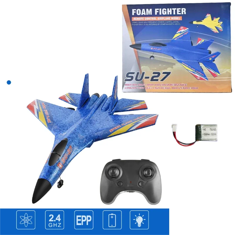 Glider Radio Control Foam Aircraft, RC Plane, Glider Aircraft, LED Lighting, Six Axis Gyroscope, Fighter Flight Toy for Children, Epp 2.4G, 2.5 Channel