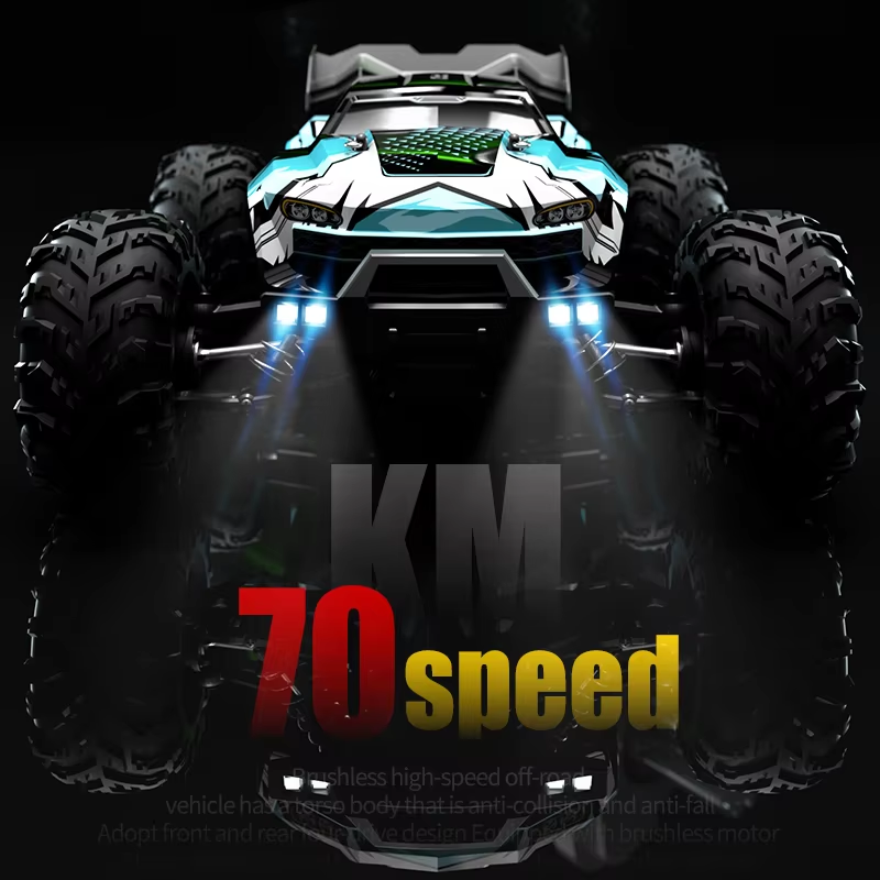 4x4 High Speed โโ70KM/H Off-Road RC Car, 1/16 Brushless 4WD LED Headlight Remote Control Car, Monster Truck Toys for Boys Gift