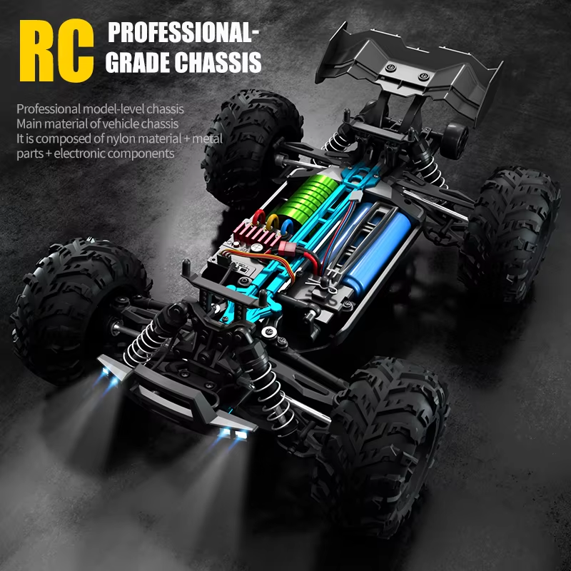 4x4 High Speed โโ70KM/H Off-Road RC Car, 1/16 Brushless 4WD LED Headlight Remote Control Car, Monster Truck Toys for Boys Gift