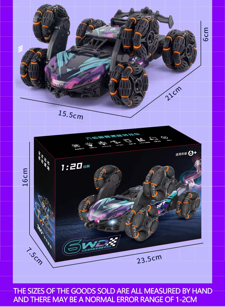 SMALL CLAP® Sobo Drifter 6 .0 Stunt Car Water Spray and Light 6 Wheeler | 360° Flips & Drifts | Electric RC Buggy Toy | 2.4GHz Remote Controller