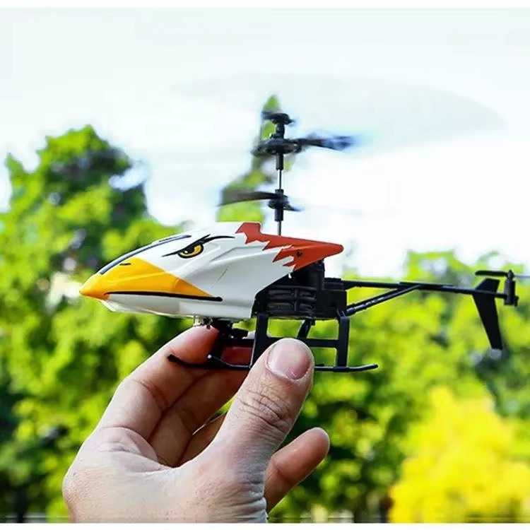 RC Plastic Rechargeable Helicopter Toy, Remote Control Airplane, White, Yellow, Black, USB Charging, 2 Channels, Gift