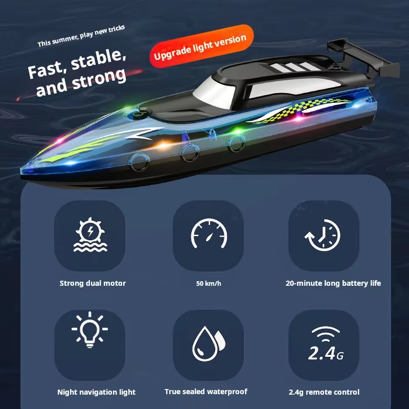 Kids Remote Control Boat Toy, Airship, High Speed Boat, Water Toys for Children, Outdoor Toys, Summer Gifts, Waterproof Electric Toy Boat, 2.4GHz