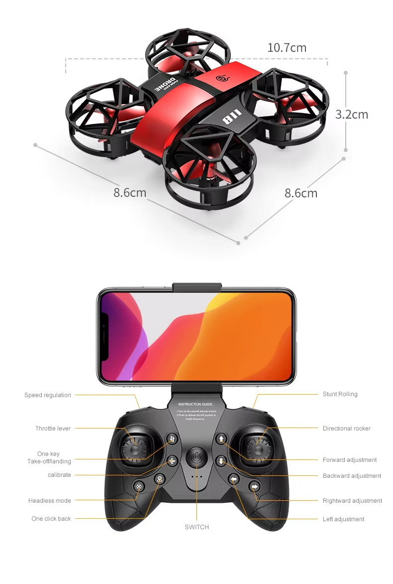 811 Mini Drone 4K HD Professional Aerial Camera WiFi FPV Lights Full Wrap Shield Quadcopter RC Helicopter Toys for Kids