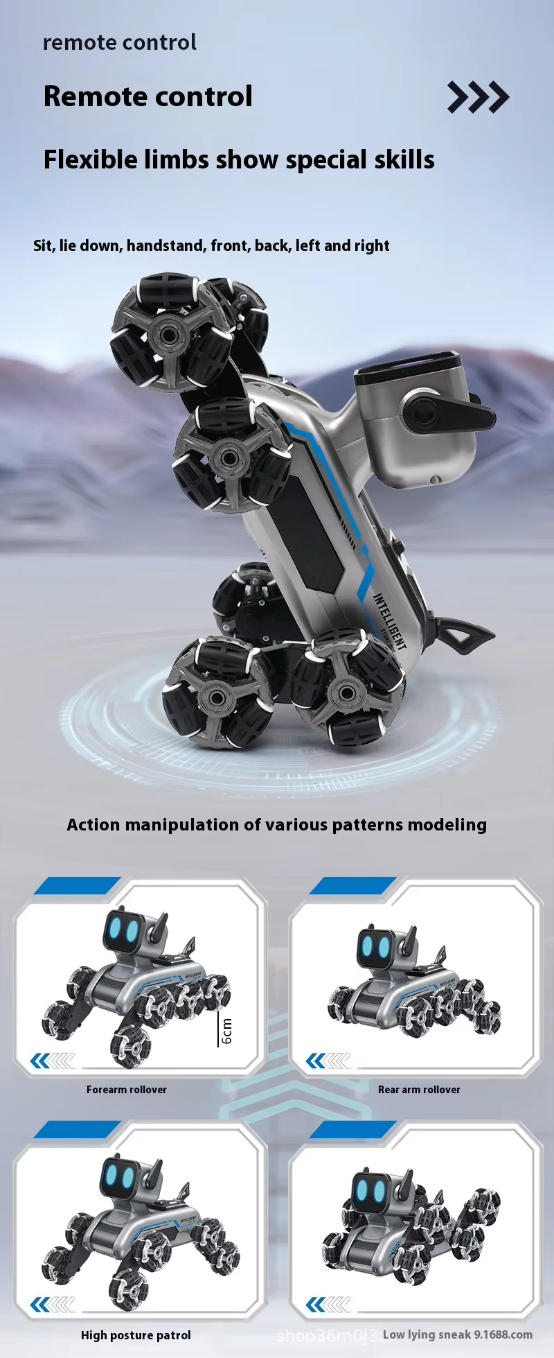 ๐ถ Tamagotchi-Inspired 8-Wheel Stunt Robot Dog Remote Control Mechanical Pet Toy with Lights, Music & Flips โ For Kids Aged 14+
