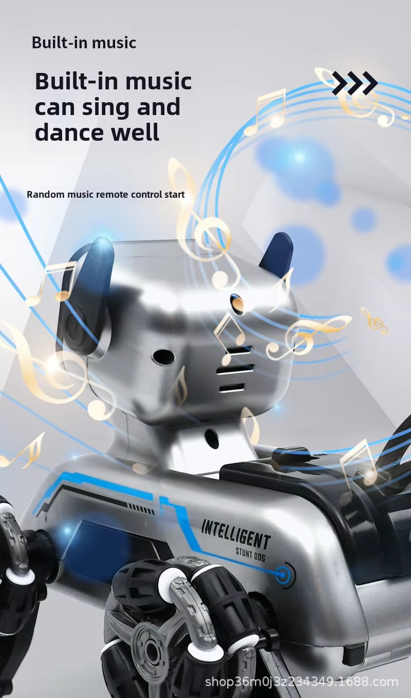 ๐ถ Tamagotchi-Inspired 8-Wheel Stunt Robot Dog Remote Control Mechanical Pet Toy with Lights, Music & Flips โ For Kids Aged 14+
