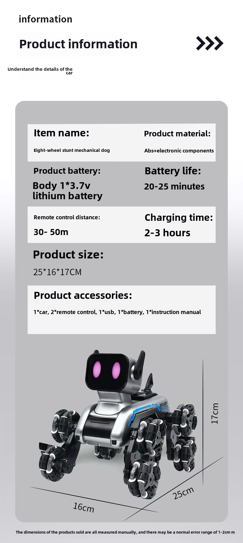 ๐ถ Tamagotchi-Inspired 8-Wheel Stunt Robot Dog Remote Control Mechanical Pet Toy with Lights, Music & Flips โ For Kids Aged 14+