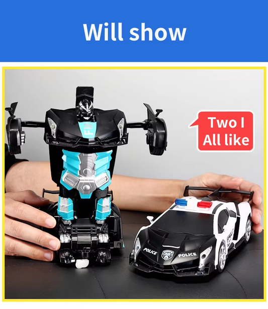 🤖🚓 Transform RC Car Robot – 2-in-1 Police Car & Robot with Lights and Stunts | 2.4GHz Remote | 1:18 Scale