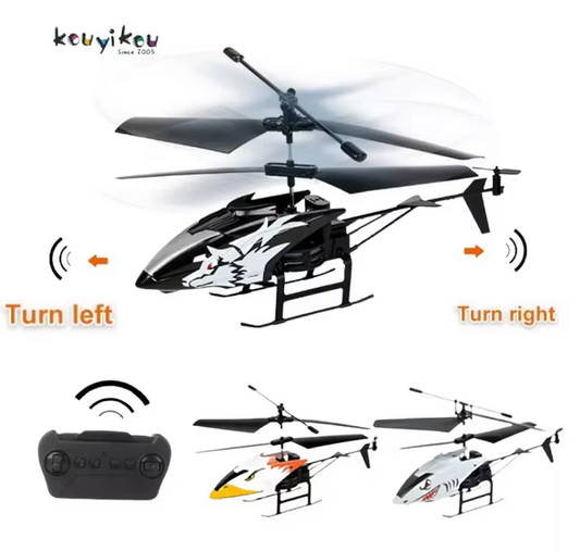 RC Plastic Rechargeable Helicopter Toy, Remote Control Airplane, White, Yellow, Black, USB Charging, 2 Channels, Gift