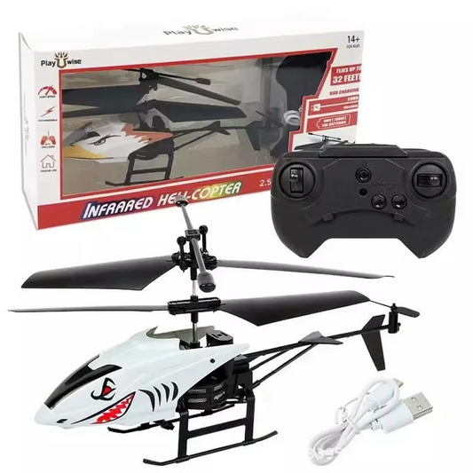 RC Plastic Rechargeable Helicopter Toy, Remote Control Airplane, White, Yellow, Black, USB Charging, 2 Channels, Gift