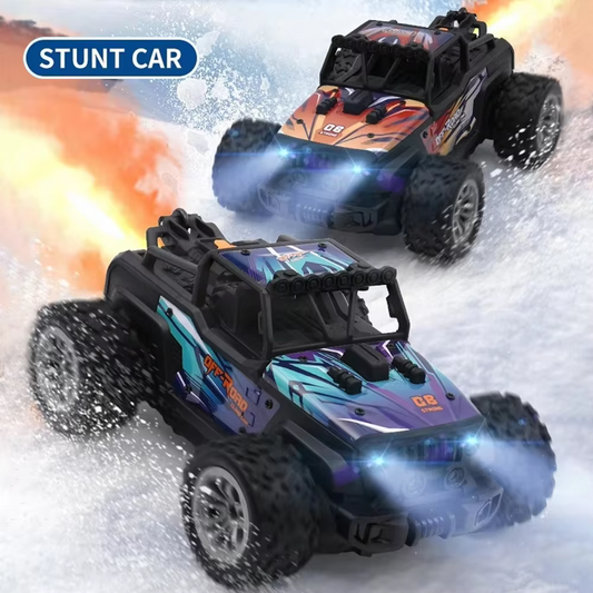 🚙 4WD Remote Control Alloy Stunt Car with Spray & LED Lights – Climbing Action RC Toy for Kids (Rechargeable)