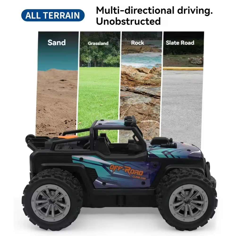 🚙 4WD Remote Control Alloy Stunt Car with Spray & LED Lights – Climbing Action RC Toy for Kids (Rechargeable)